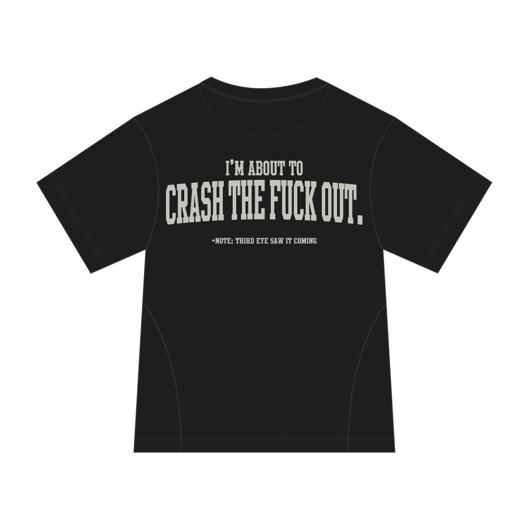 Black Crash Out Tee back graphic by Three Eyes Labs