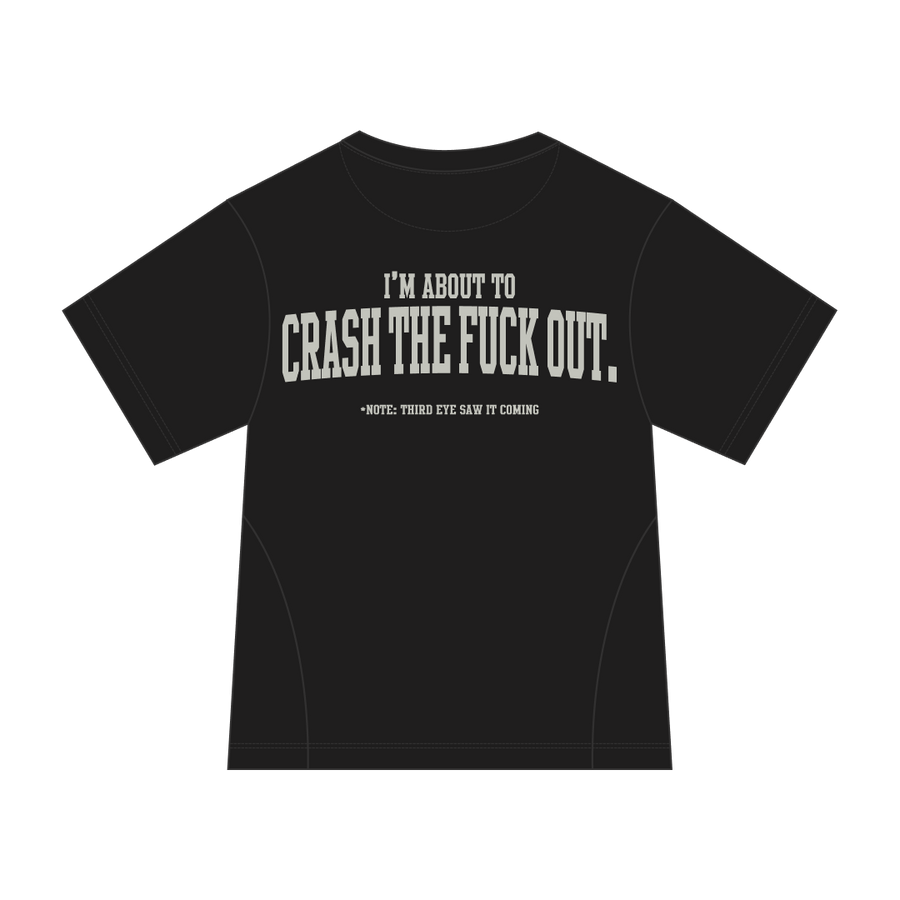 Black Crash Out Tee back graphic by Three Eyes Labs