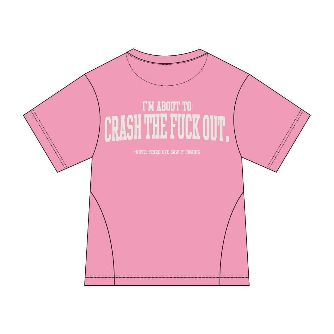 Pink Crash Out Tee back graphic by Three Eyes Labs