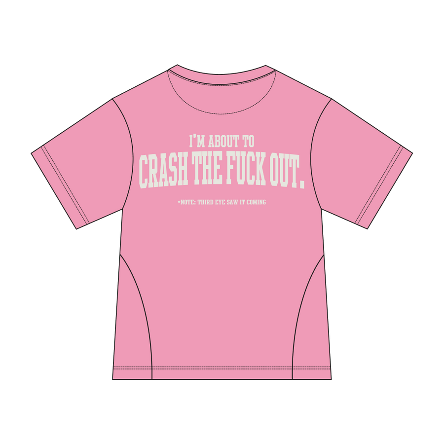Pink Crash Out Tee back graphic by Three Eyes Labs