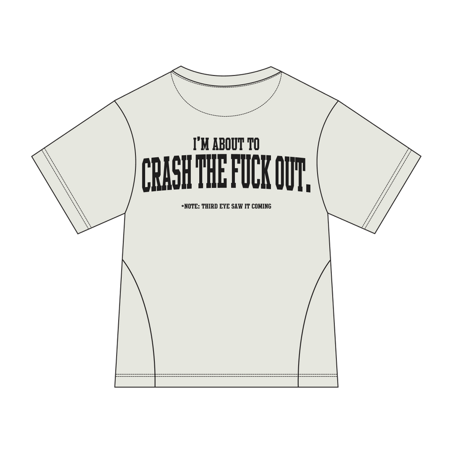 Offwhite Crash Out Tee back graphic by Three Eyes Labs