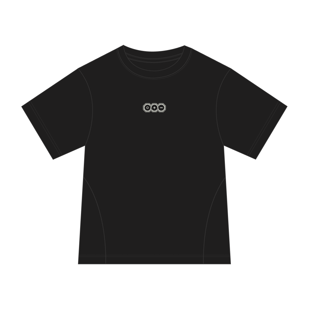 Black Crash Out Tee front view by Three Eyes Labs