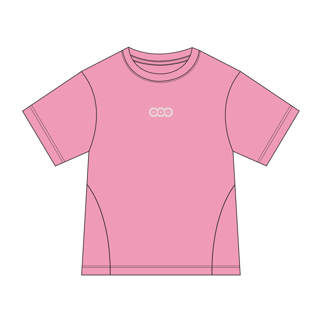 Pink Crash Out Tee front view by Three Eyes Labs