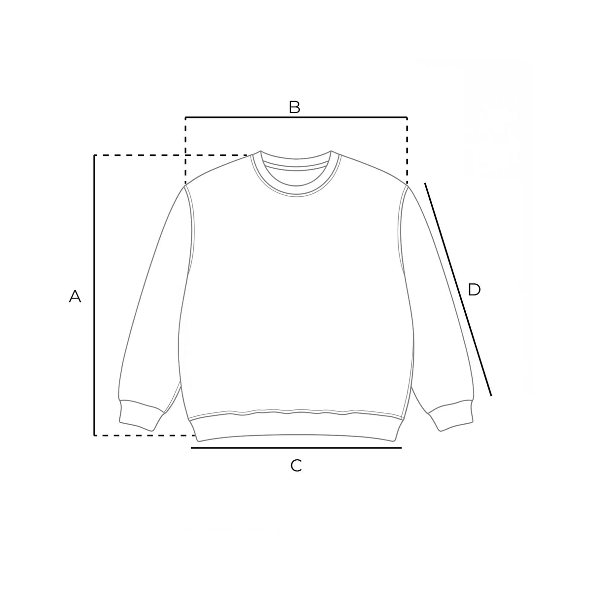 Crewneck measurement diagram