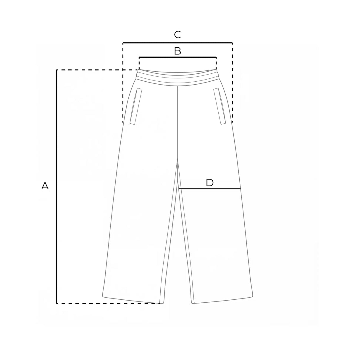 Sweatpants measurement diagram