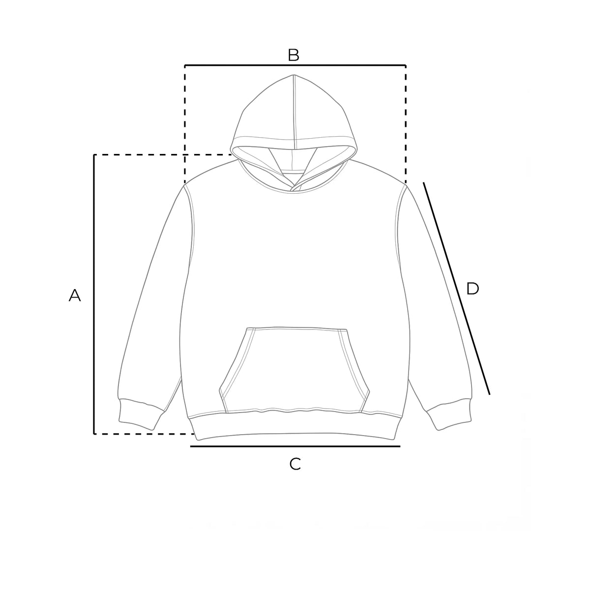 Hoodie measurement diagram