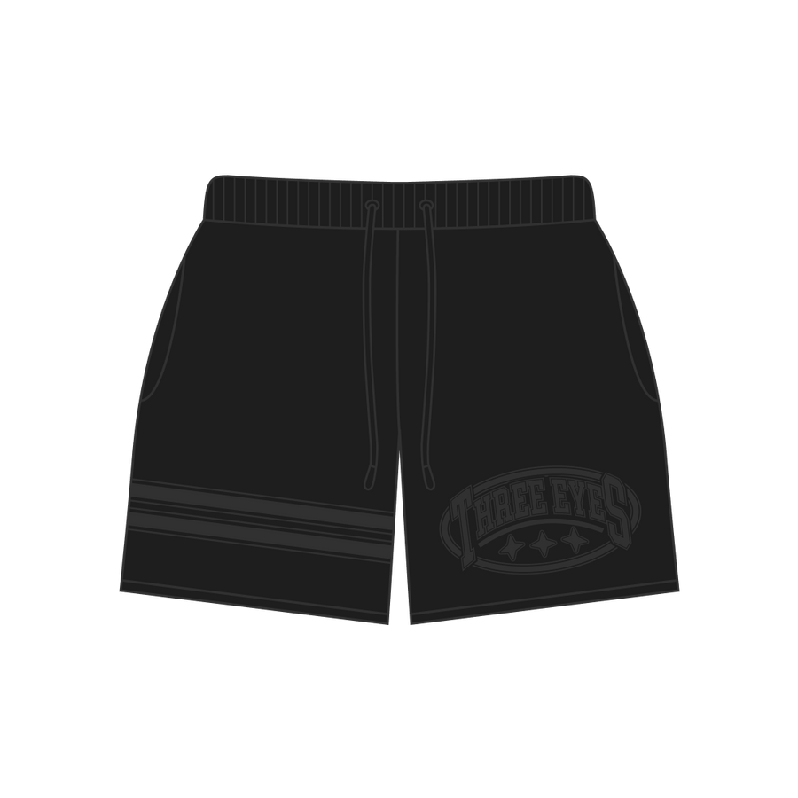 Black Oval Shorts front view by Three Eyes Labs