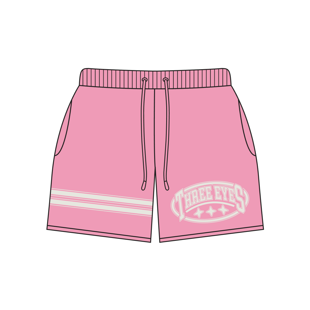 Pink Oval Shorts front view by Three Eyes Labs