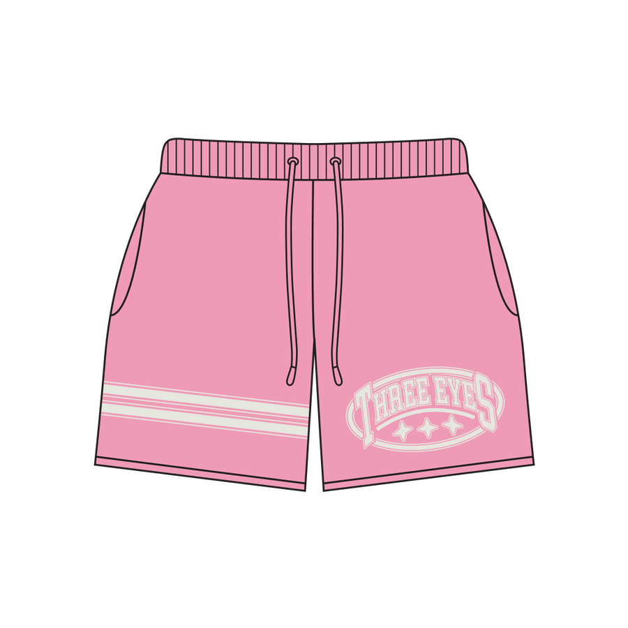 Pink Oval Shorts front view by Three Eyes Labs