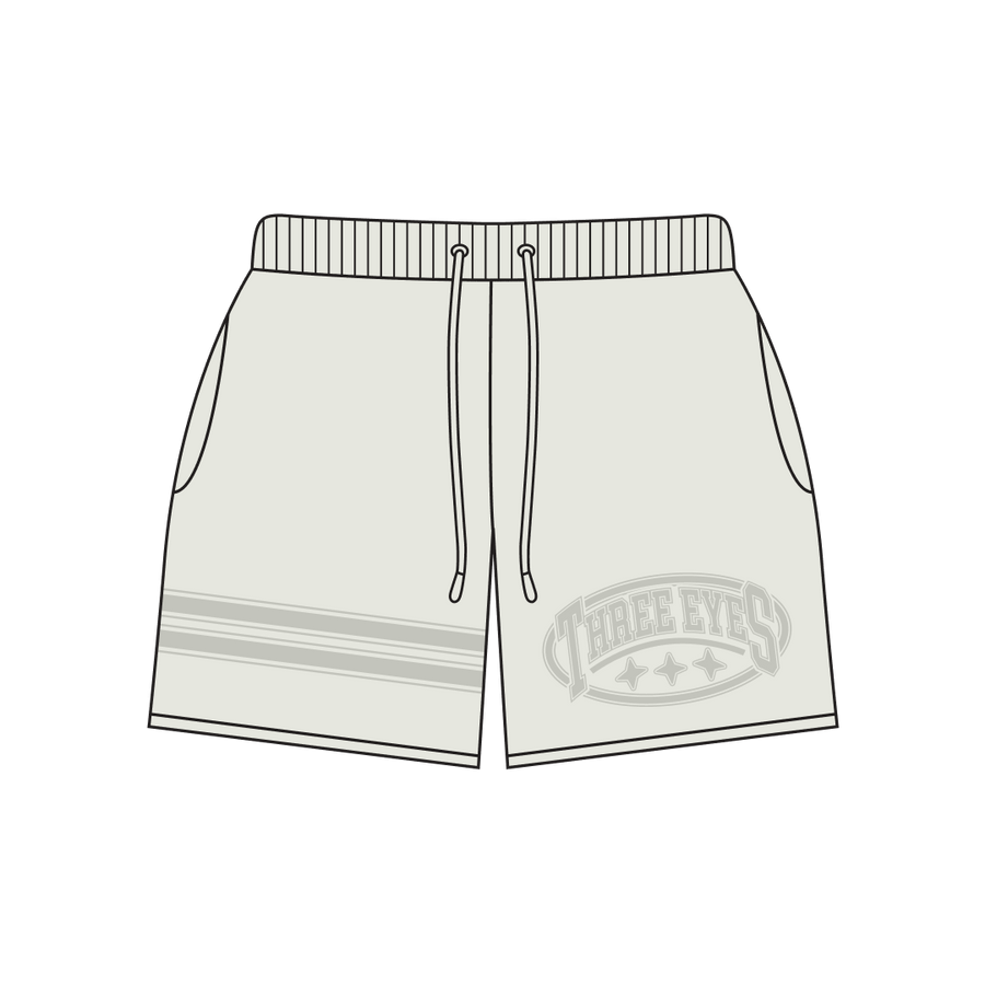 Offwhite Oval Shorts front view by Three Eyes Labs