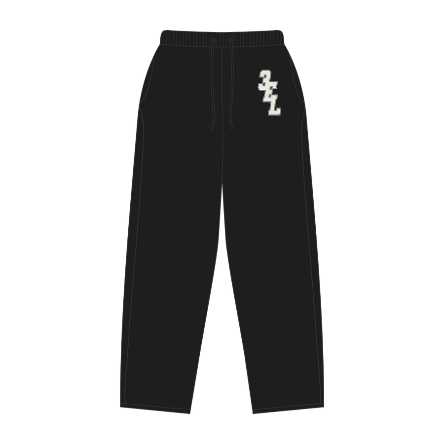 Black Lap Sweatpants front view by Three Eyes Labs