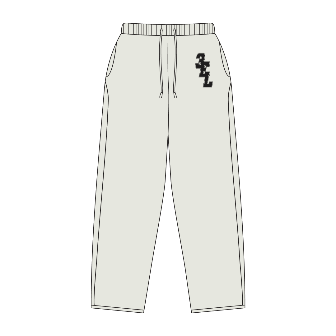 Offwhite Lap Sweatpants front view by Three Eyes Labs