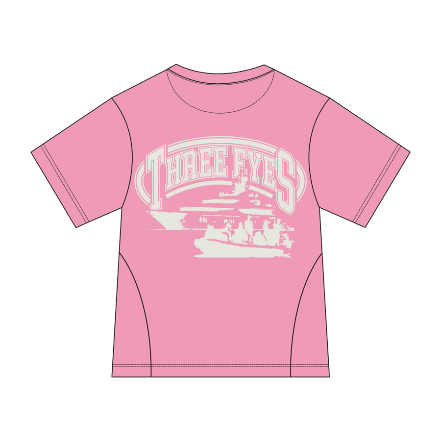 Pink Threeeyes Tee back graphic by Three Eyes Labs
