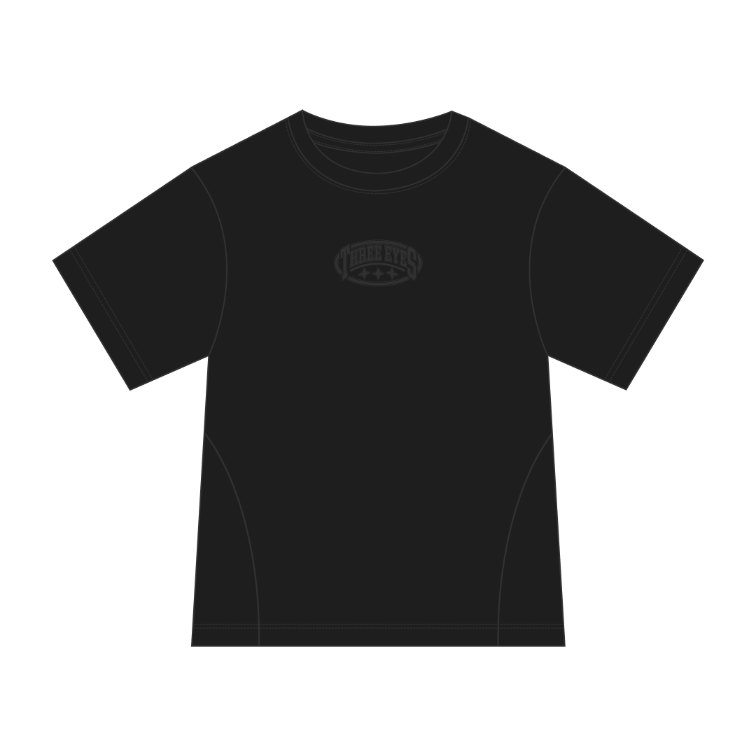 Black Threeeyes Tee front view by Three Eyes Labs