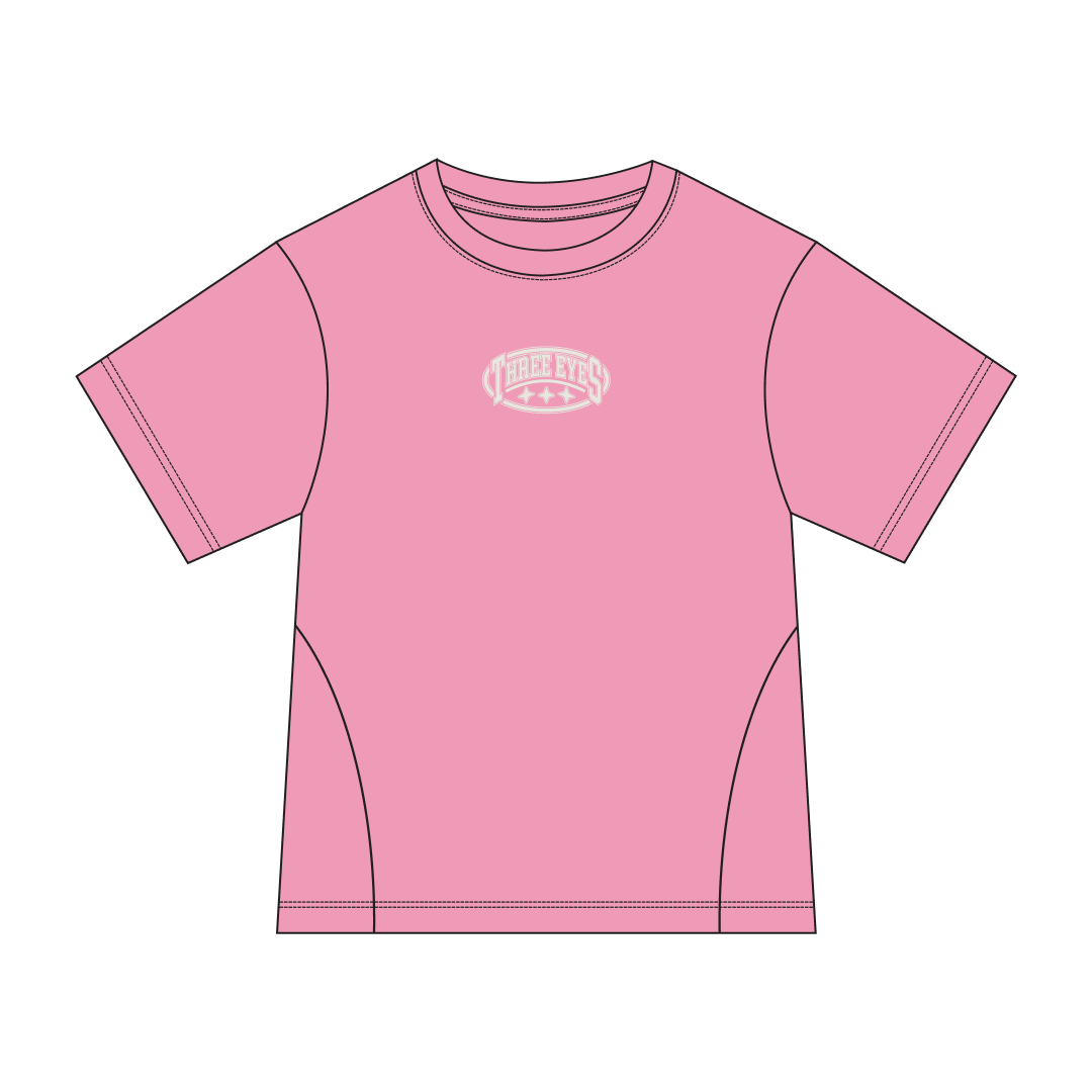Pink Threeeyes Tee front view by Three Eyes Labs