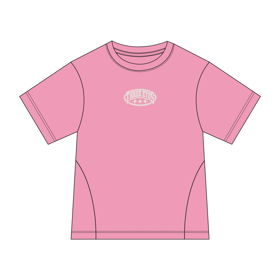 Pink Threeeyes Tee front view by Three Eyes Labs